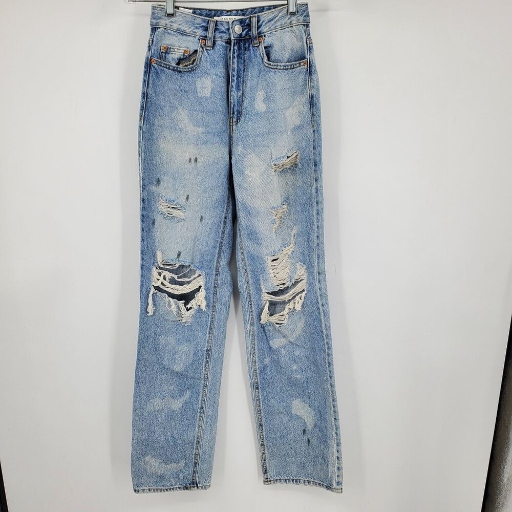 Pacsun 90's Boyfriend Light Wash Distressed‎ Worn Grunge Look Denim Jeans 23